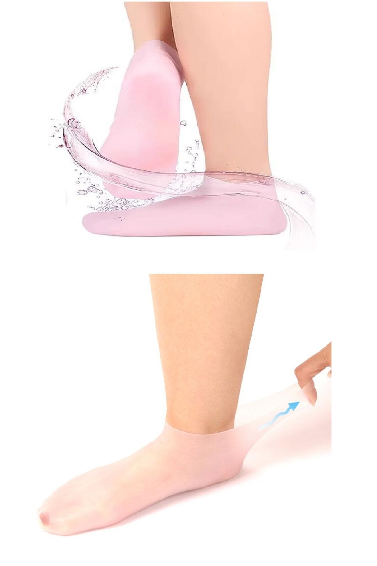 1 Çift Silikon Jel Topuk Nemlendirici Çorap Ayak Bakımı Çatlama Koruyucu Krem Çorabı