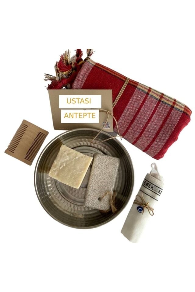 6lı Banyo Aksesuar Seti Peştemal-krom Hamam Tası-ipek Kese-ponza Taşı- Şimşir Tarak- Z.yağlı Sabun