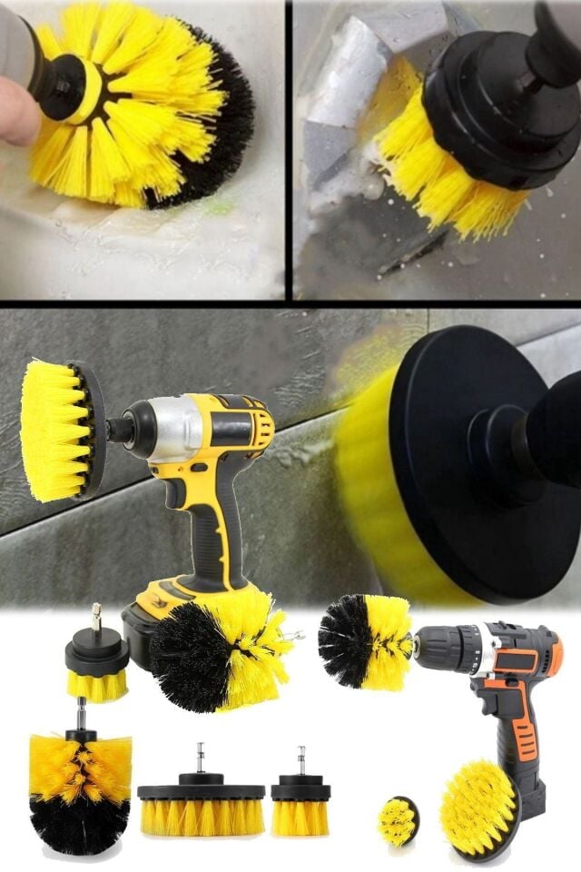 3 Adet Araba Koltuk Yıkama Temizleme Döşeme Temizleme Fırçaları 3'lü Matkap Ucu Seti Fırça Temizlik