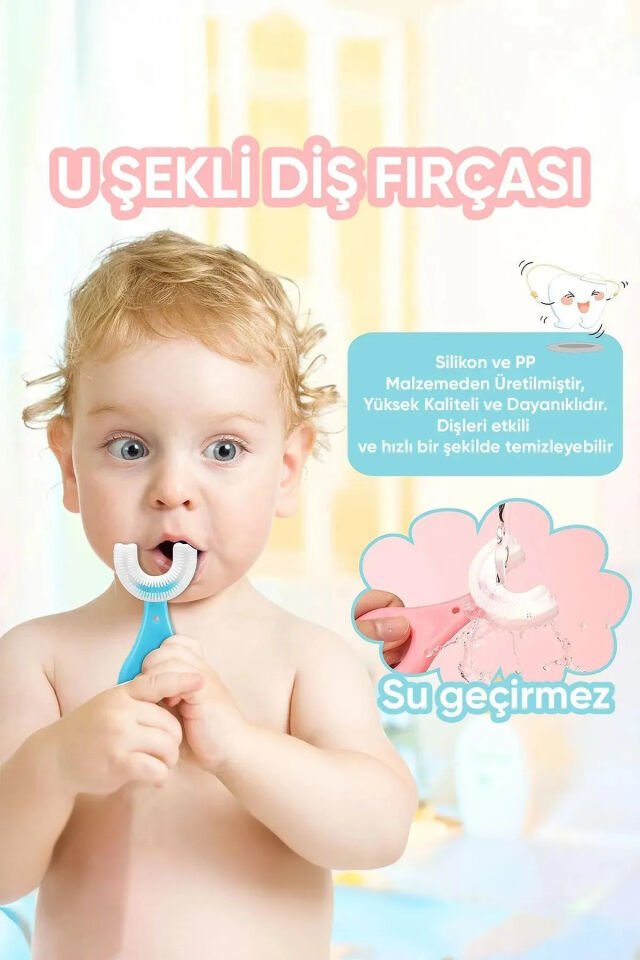 Erkek U Şekilli Diş Fırçası Silikon Hijyenik Bebek Çocuk Yumuşak Diş Fırçası 1 Adet
