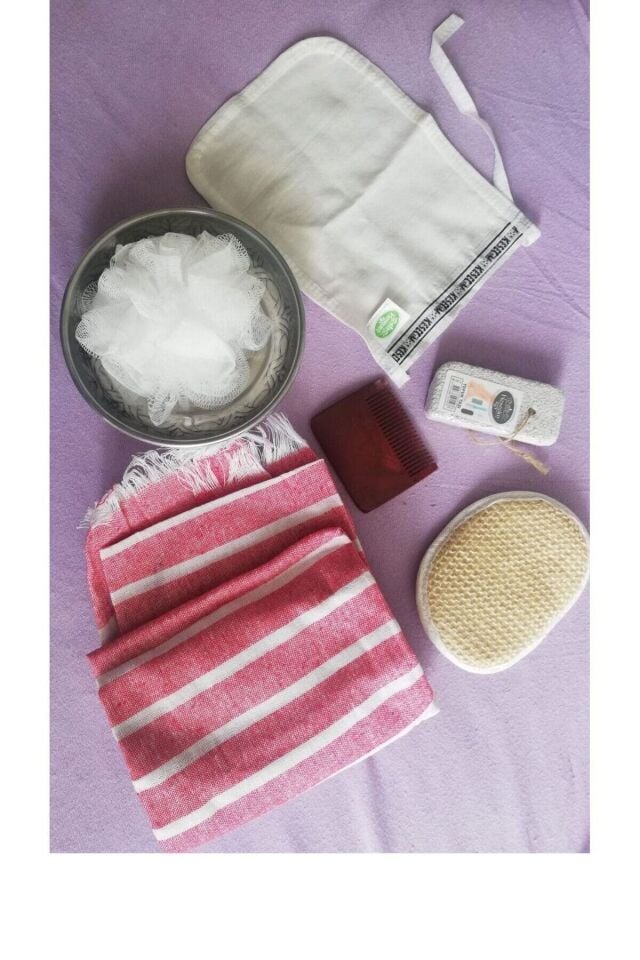 Hamam - Sauna - Banyo - Plaj - Gelin- Damat Hamamı Seti 7'li Set Premium Kalite