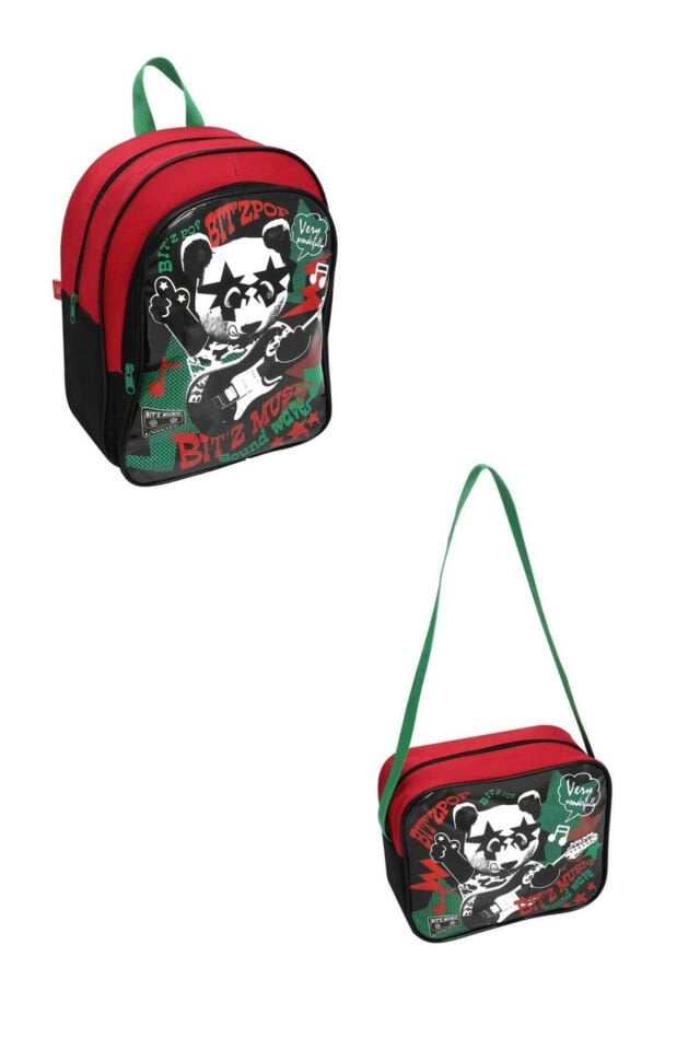 Lisanslı Çocuk İlkokul 2 Gözlü Sırt Çantası Beslenme Çantası 2 li Set