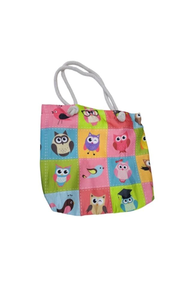 Desenli, Figürlü Trend Şık Deniz, Fermuarlı Plaj Çantası 45x45