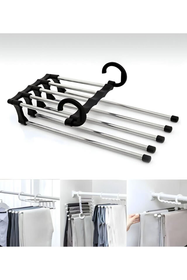 Hareketli Katlanabilir Askı Dolap Içi Kumaş Kot Pantolon Askısı 5 In 1 Eşarp Askılığı Çoklu Askılık
