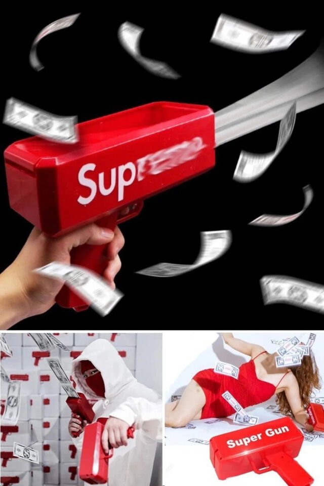 Eğlenceli Para Saçma Fırlatma Tabancası Top Banknot Süper Para Silah Oyuncaklar Parti Oyunu Açık