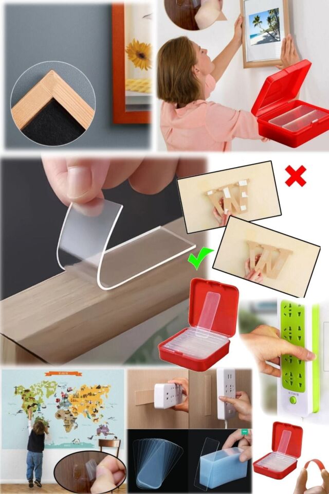 Çivisiz 60 Parça Duvar Yapışkanı Kendinden Yapışkanlı Iki Taraflı Su Geçirmez Etiket Ev Iz Bırakmaz