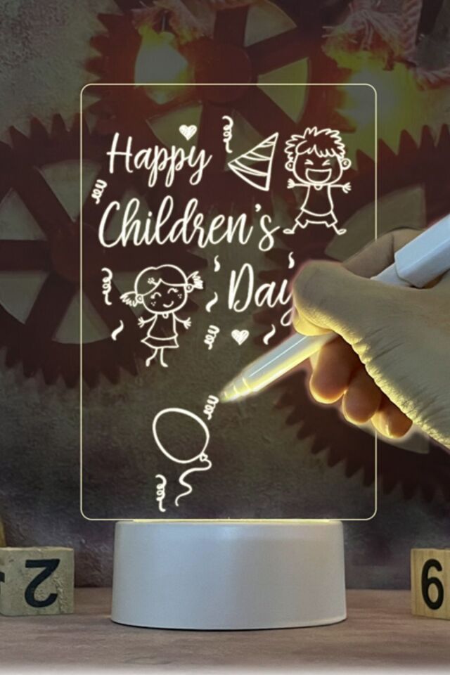 Yaratıcı Led Gece Işık Not Kurulu Mesaj Kurulu Tatil Işık Çocuklar İçin Kalem Hediyelik Gece Lambası