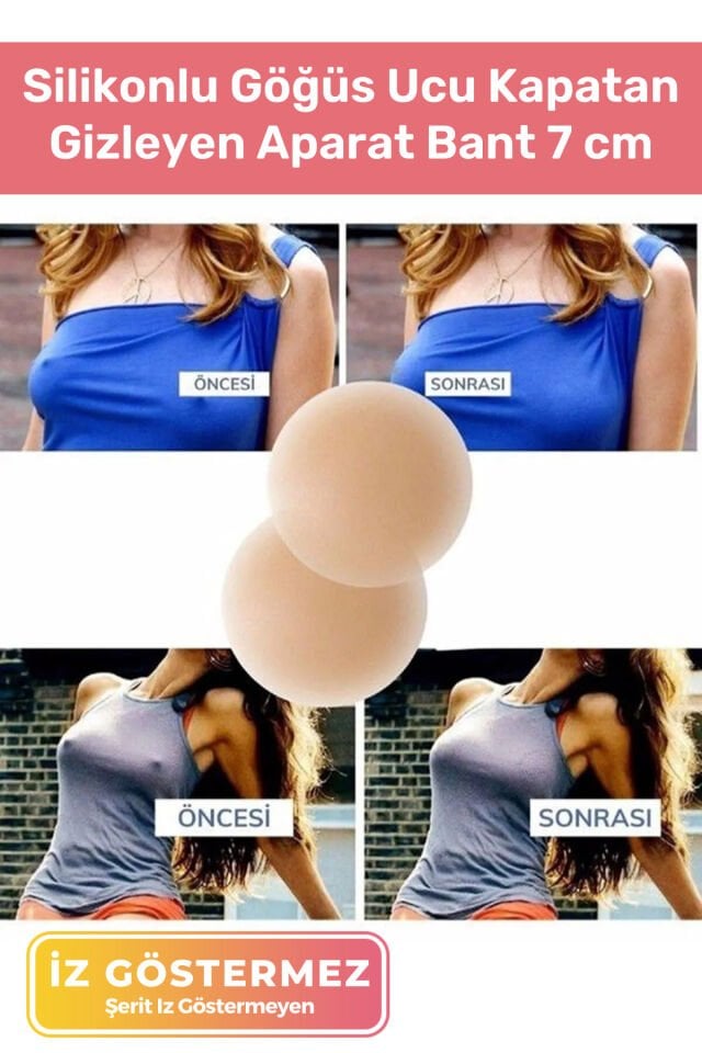 Özel Üretim Kadın Ten Meme İç Giyim Silikonlu Göğüs Ucu Kapatan Gizleyen 7 cm Aparat Bant
