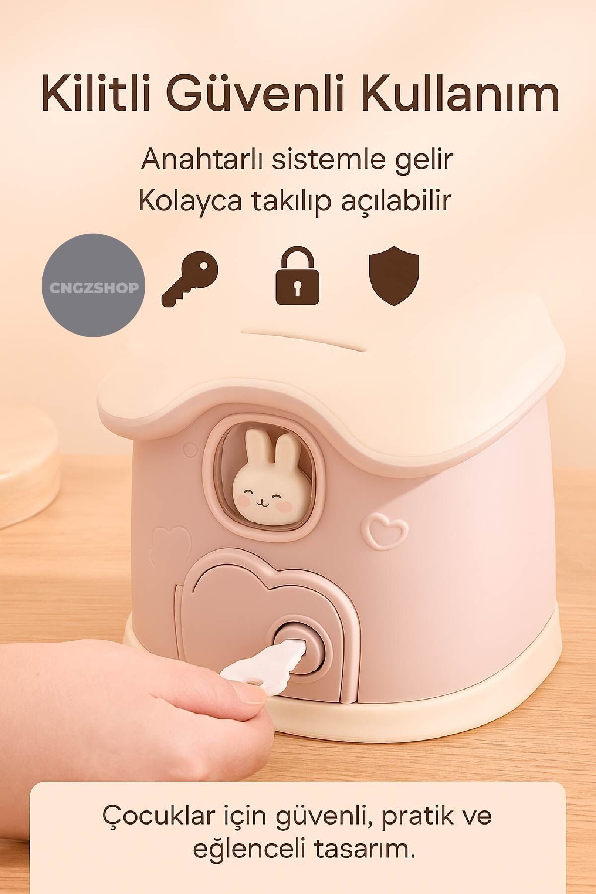 Tavşan Şekilli Kumbara | Çocuk Para Biriktirme Kutusu – Modern Minimalist Bozuk Para ve Banknot Saklama Kutusu