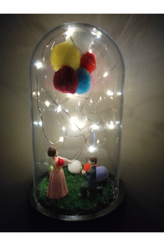 Led Işıklı Fanus Evlilik Teklifi Süslü Bahçe Özel Tasarım Sevgilinize Eşinize Hediye