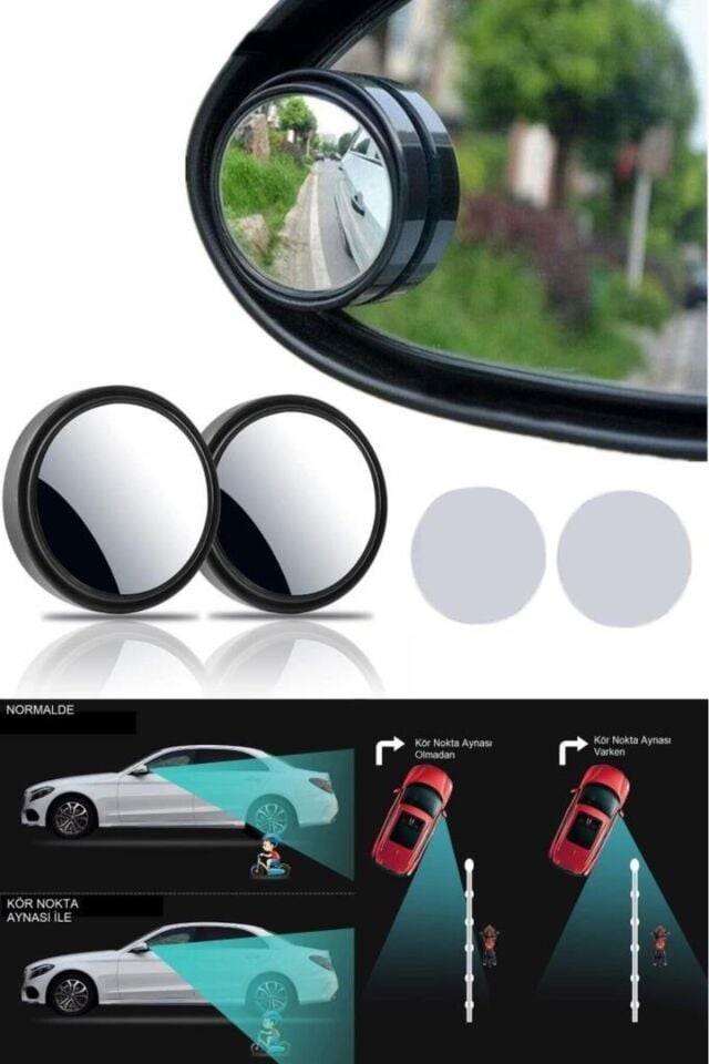 2 Li Set Araba ve Motorsiklet için Güvenlik Artırıcı Kör Nokta Ayna Seti