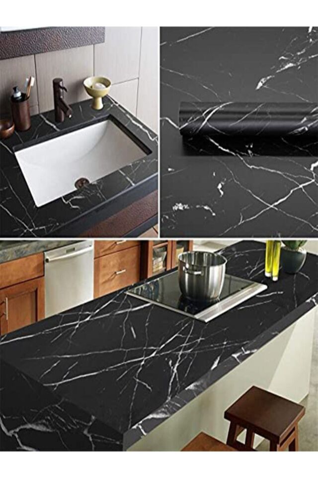 Mermer Desenli Mutfak Tezgahı Masa Dolap Içi Kaplama Kağıdı (5 Metre)