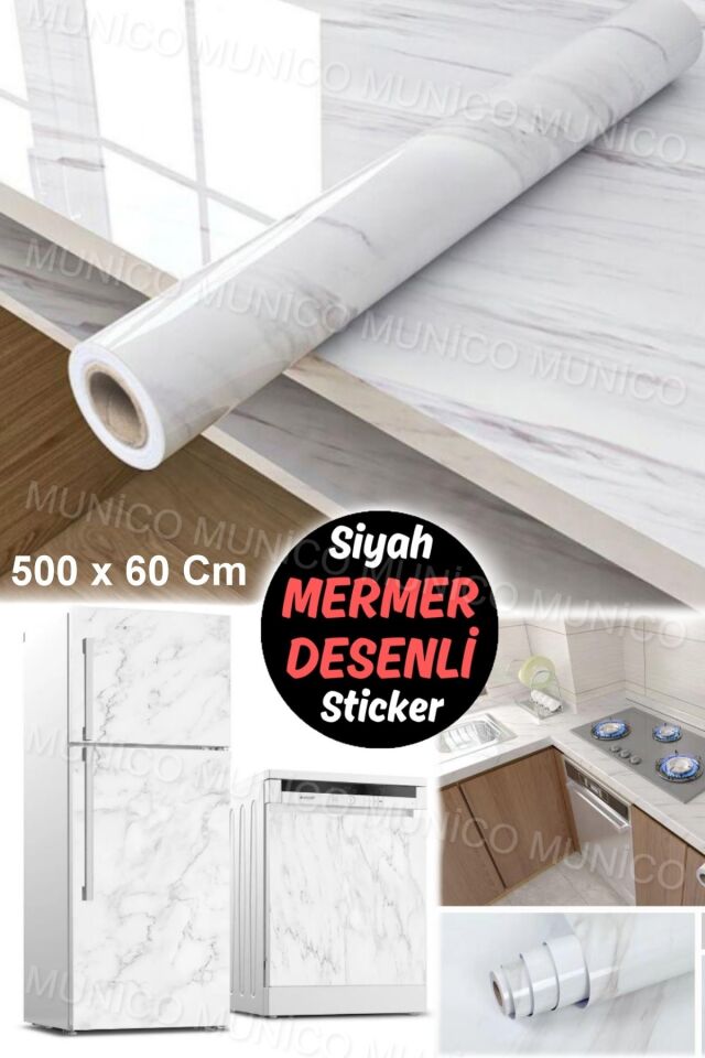 Mermer Folyo Yapışkanlı Yapışkanlı Folyo Mermer Beyaz Folyo Mobilya Masası Mutfak Tezgahı Kaplama