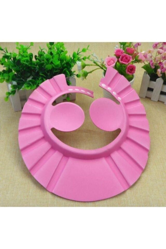 Bebek Banyo Şampuan Siperi Şapkası Köpük Siperlik Pembe