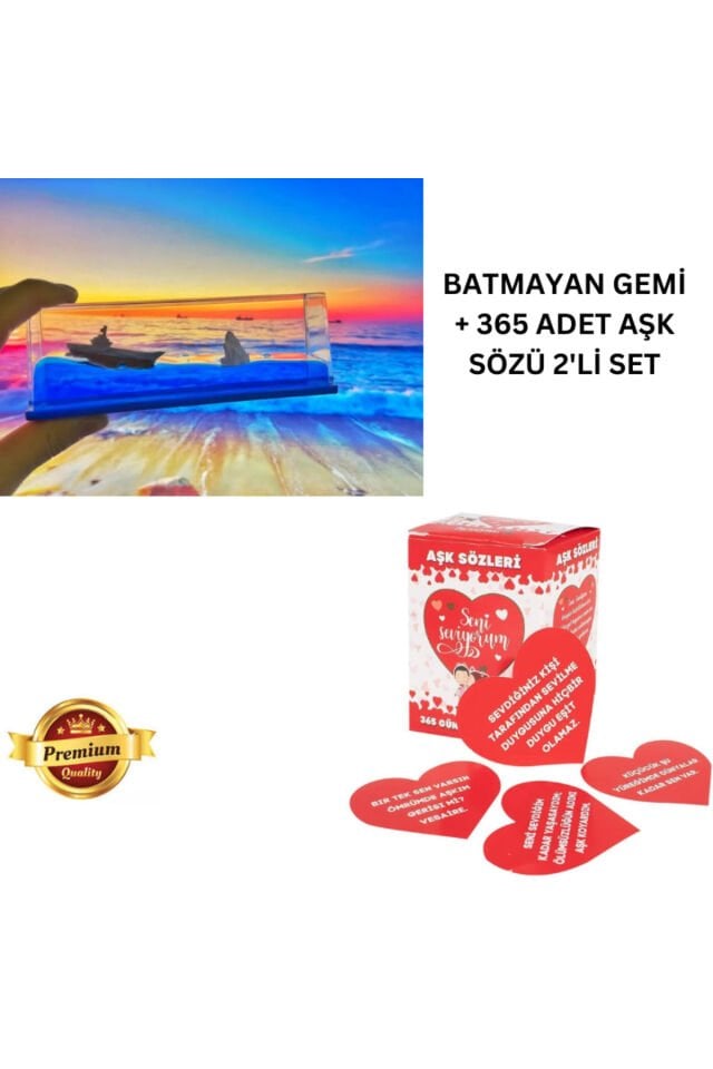 Sevgiliye Eşe Hediye Batmayan Gemi Aşk Gemisi + 365 GÜN AŞK MESAJ KUTUSU 2 Li Set