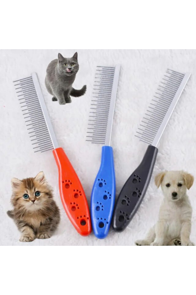 Kedi Köpek Tüy Açma Tarağı Kıtık Açıcı Bakım Tarağı Metal Dişli Evcil Hayvan Bakım Fırçası