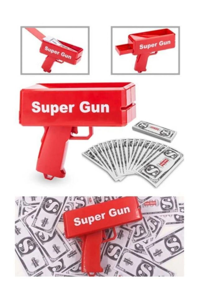 Super Money Gun Para Saçma Tabancası Kırmızı Dolar Saçma Tabancası
