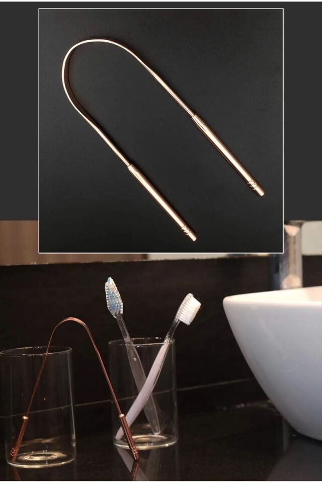 Paslanmaz Dil Temizleyici Bakır Ağız Bakım Fırçası Dil Plak Temizleme Dil Sıyırıcı