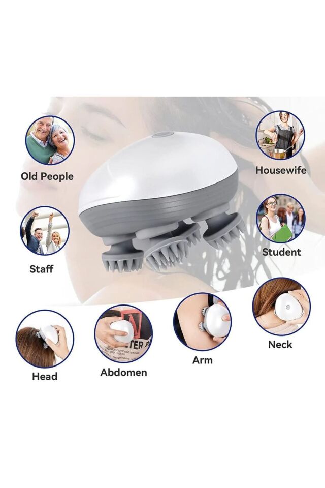 Elektrikli Baş Masajı Su Geçirmez Kedi Köpek Sırt Kafa Vücut Masajı Omuz Boyun Ense Cihazı