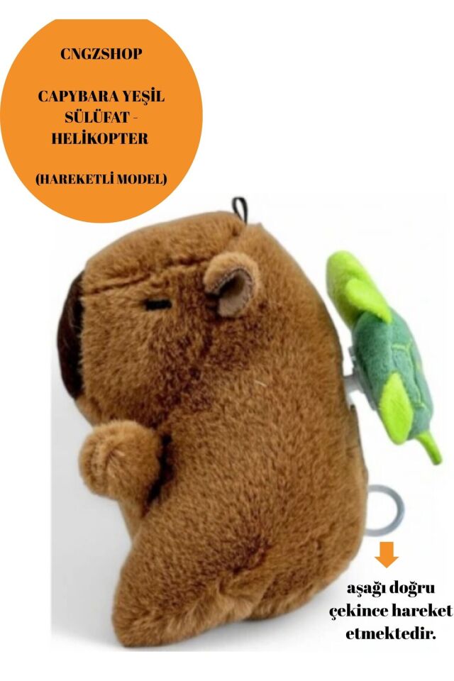 Kurmalı Capybara Kapibara Yeşil sülüfat Kaplumbağa Helikopter Hareketli Peluş Oyuncak Anahtarlık