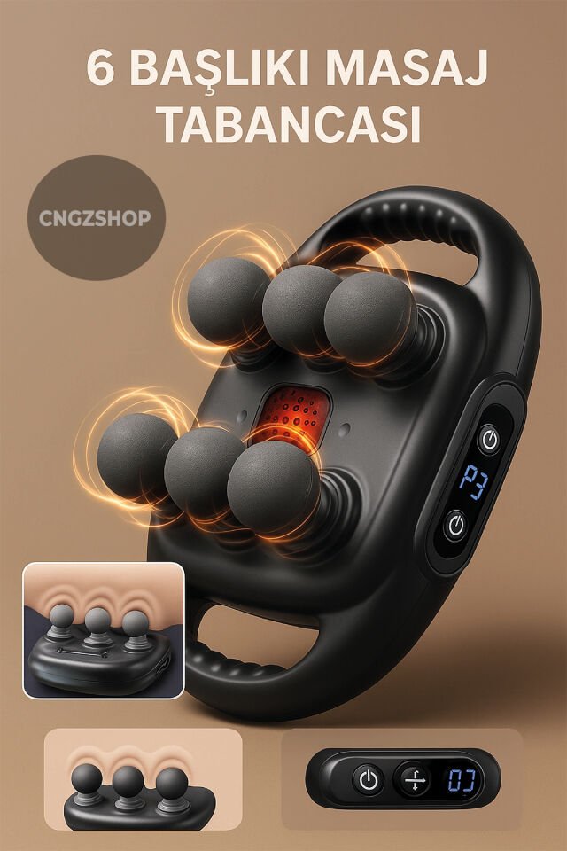 Şarjlı 6 Başlıklı Infrared Hilda Masaj Aleti – Tüm Vücut İçin Isıtmalı Masaj Cihazı