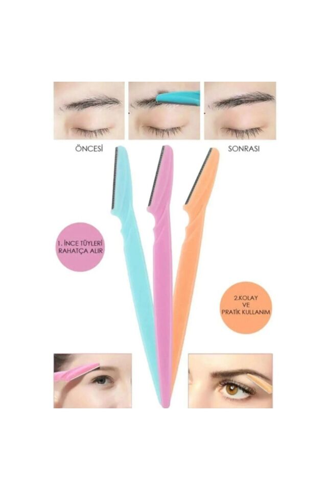 Yeni Sezon Ergonomik Tahriş Etmez Tüy Yüz Epilasyon Aleti Bıyık Alma 3'lü Set Kaş Yüz Tıraş Usturası
