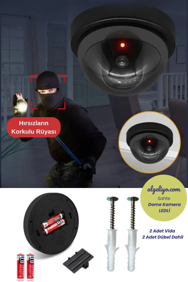 Kablosuz Fake Dome Hırsız Caydırıcı Işıklı Ledli Yalancı Kamera Güvenlik Kamerası 360° Derece