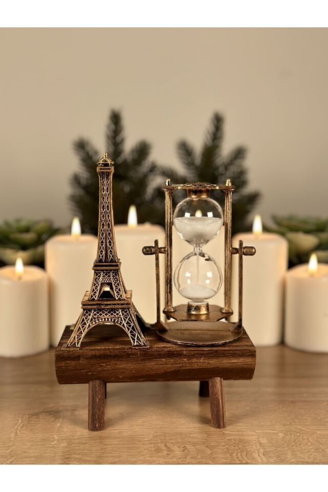 ŞIK BİBLO OFİS KUM SAATLİ BİBLO KUM SAATİ EYFEL KULESİ MASA ÜSTÜ BİBLO