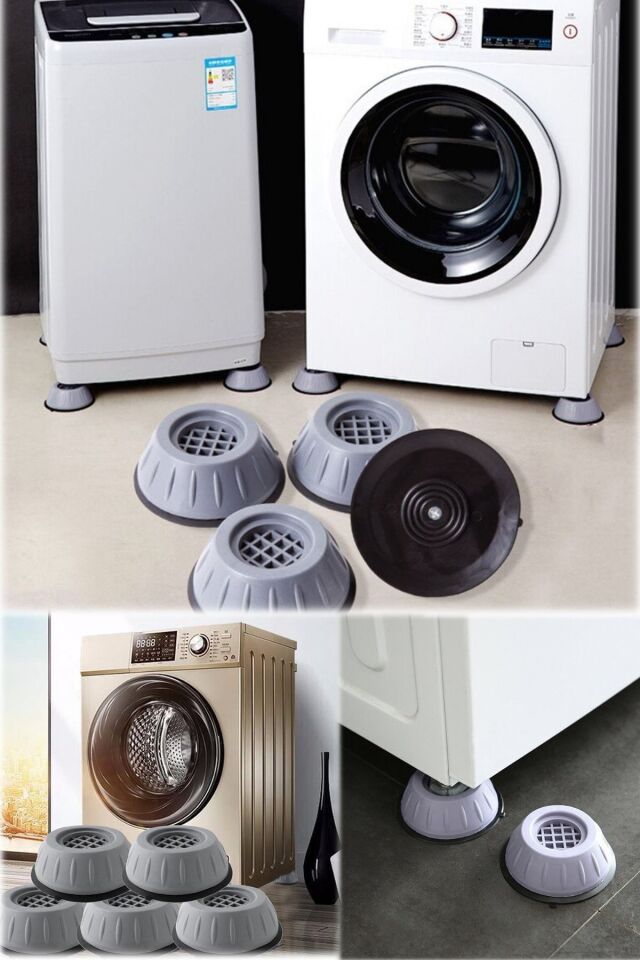 Gri Silikon Tabanlı Ses Ve Titreşim Azaltıcı Ayaklık 4 Adet Çamaşır Makinesi Ve Kurutma Makineleri