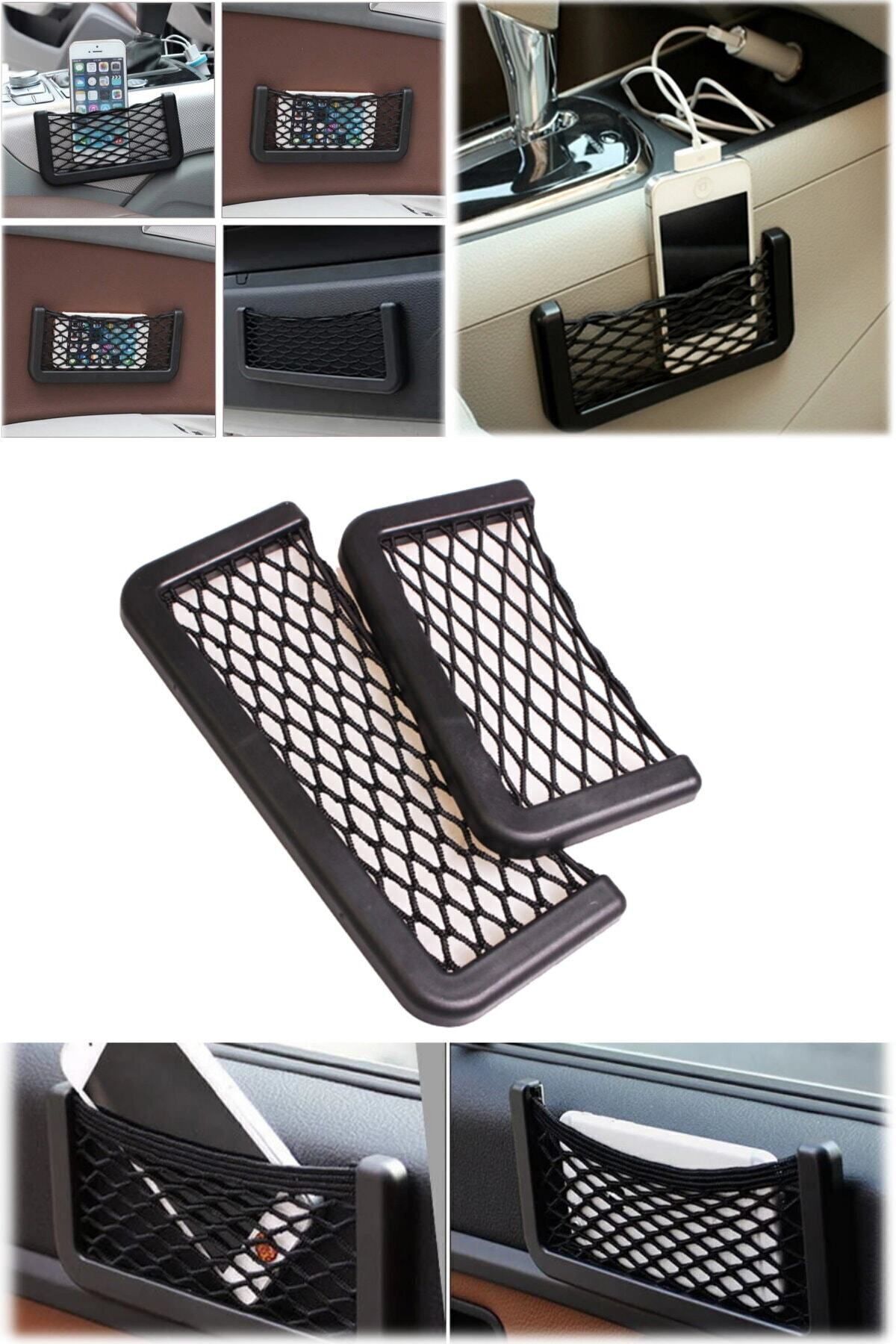 Araba Torpido Telefon Ruhsat Tutucu Fileli Araç Içi Organizer Yapışkanlı File 15x8 Cm Düzenleyici