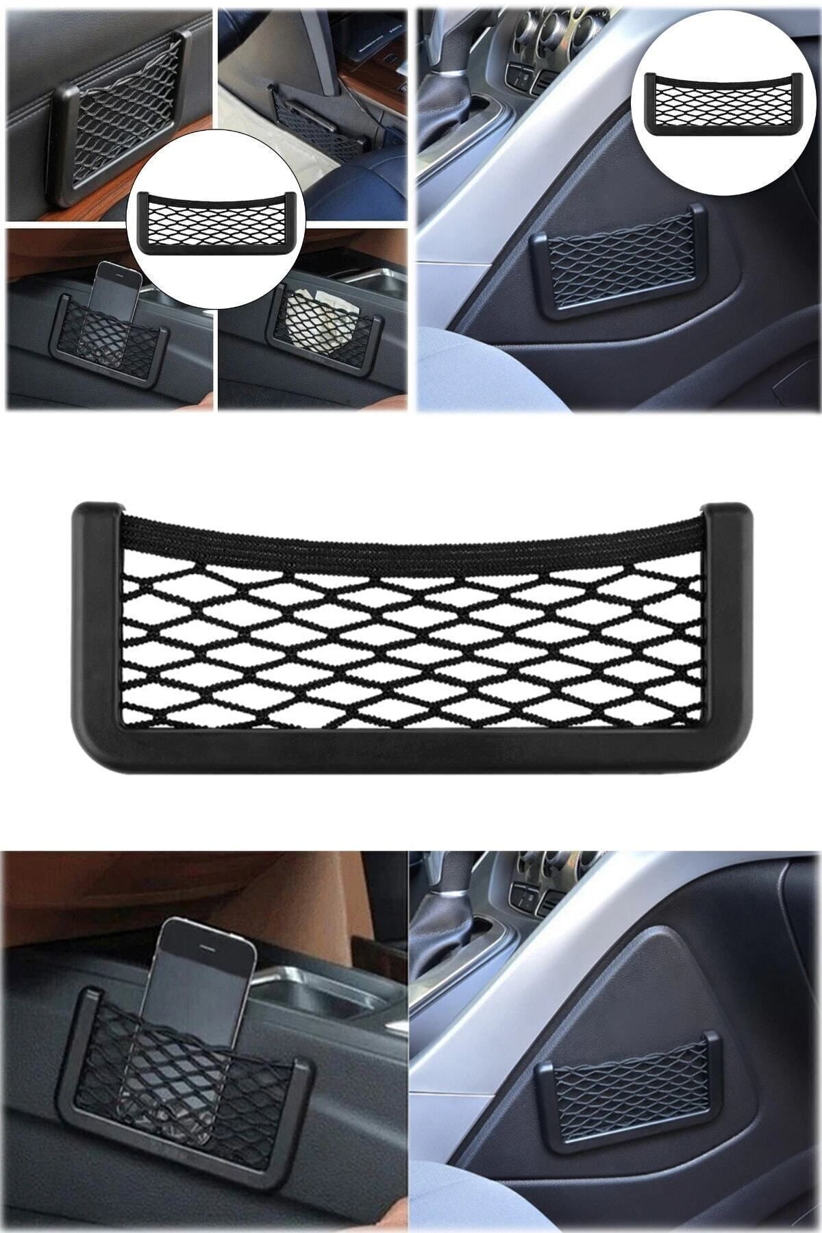 Araba Torpido Telefon Ruhsat Tutucu Fileli Araç Içi Organizer Yapışkanlı File 15x8 Cm Düzenleyici