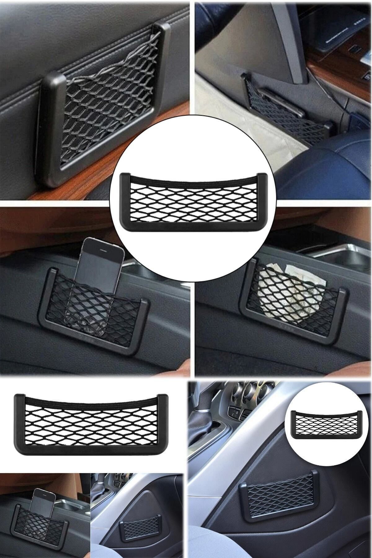 Araba Torpido Telefon Ruhsat Tutucu Fileli Araç Içi Organizer Yapışkanlı File 15x8 Cm Düzenleyici