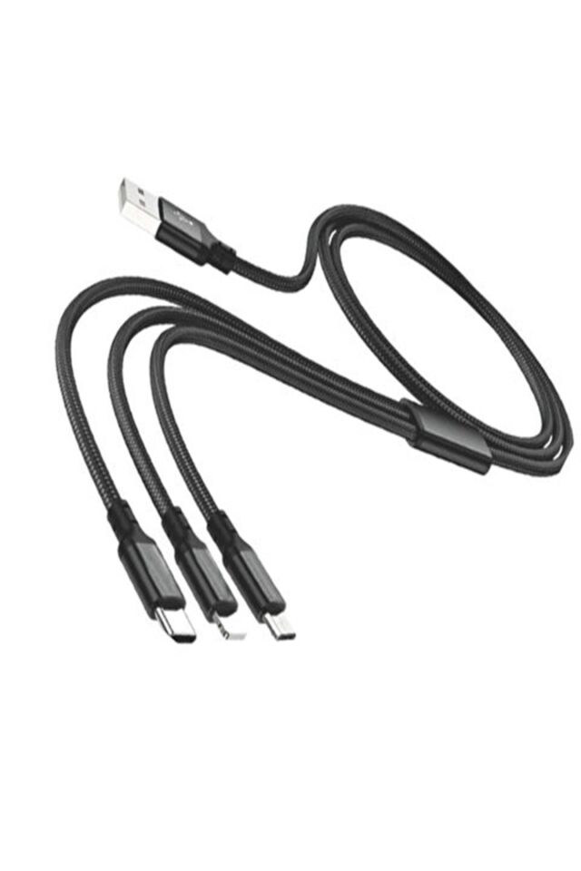 Go Mobile 3'ü 1 Arada USB Kablo Siyah