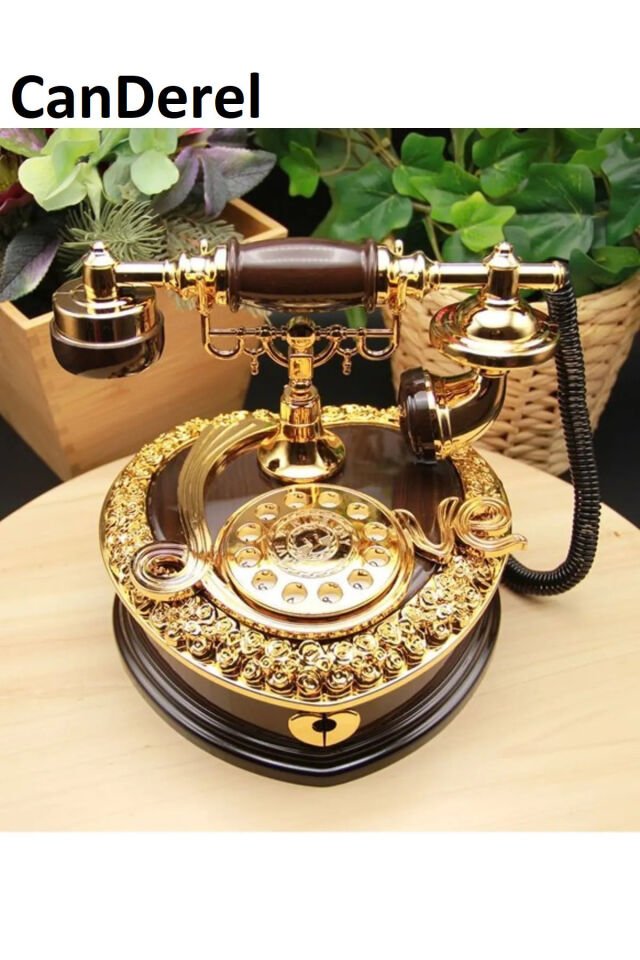 Nostaljik Antika Telefon Müzik Ve Takı Mücevher Kutusu Kahverengi