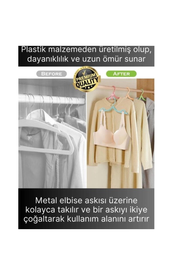 10 Adet Çok Amaçlı Askı Çoğaltıcı Gardrop Dolap İçi Düzenleyici Organizer Kanca Seti Çoklayıcı