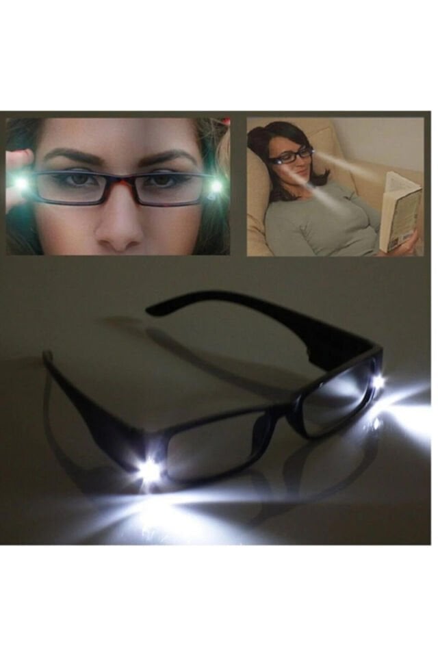 Kitap Okuma Gözlüğü Led Işıklı Camsız Aydınlatma Gözlüğü Okuma Lambası