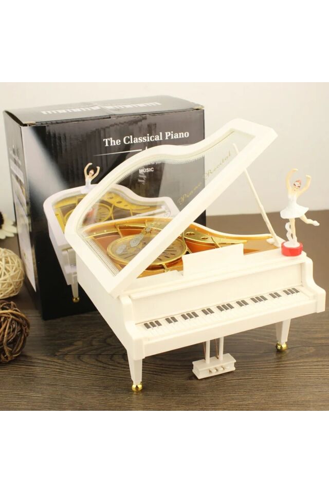 Premium Özel Üretim Hareketli Balerinli Piyano Müzik Kutusu Box Hediye Gift