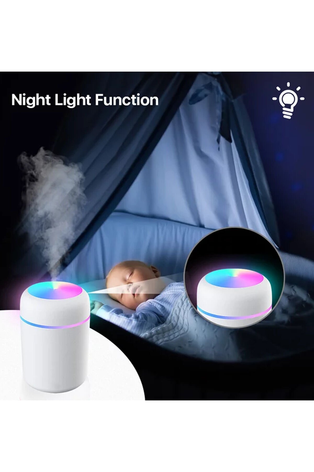 Rgb Işıklı, 300 ml Ultrasonik Oda Ortam Nemlendirici Ve Aroma Difüzörü