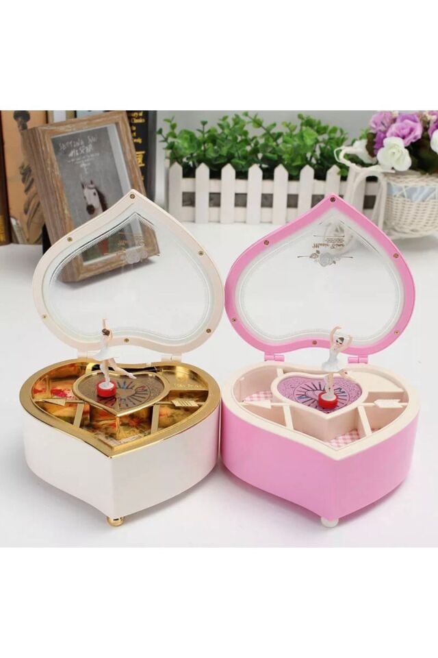 Müzik Kutusu Kalp Şekli Dans Balerin Hediye Kızlar Için Sevgililer Günü