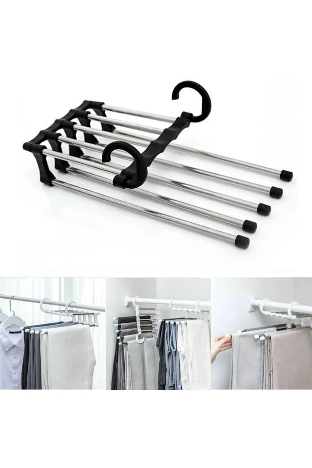 Hareketli Pantolon Askılığı 5 In 1 Çok Amaçlı Askı Eşarp Çanta Askısı 1 Adet