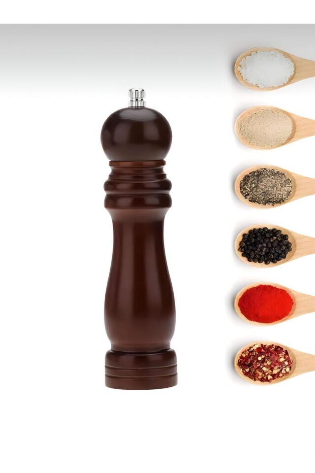 Doğal Ahşap Masterchef, Yüksek Kalite ,kahverengi Tuz Karabiber Baharat Öğütücü El Değirmeni 20 Cm