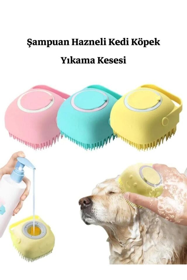 ŞAMPUAN KESELİ KEDİ KÖPEK YIKAMA KESESİ FIRÇASI TARAK PATİLİ AVM