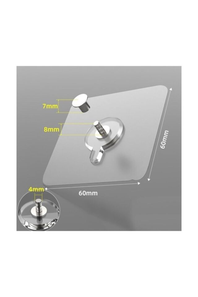 4 Adet Ultra Güçlü Vantuzlu Yapışkan Çerçeve Resim Askısı Yapışkanlı Askı Paslanmaz Çelik