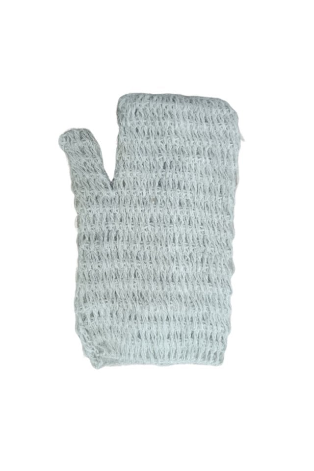 Doğal Keçi Kılı Hamam Kesesi Banyo Eldiveni Beyaz