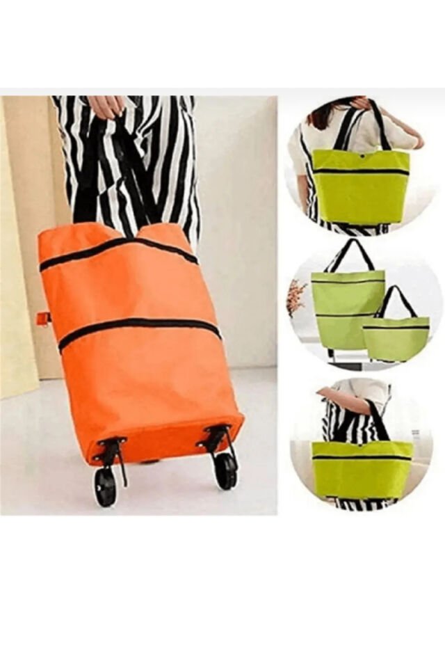 Karşık renk Katlanabilir Tekerlekli Alışveriş Çantası