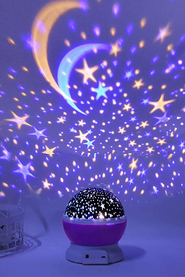 Döner Yapısı ile Yıldızlı Gökyüzünü Odanızın Tavana Yansıtan Projeksiyon Gece Işığı