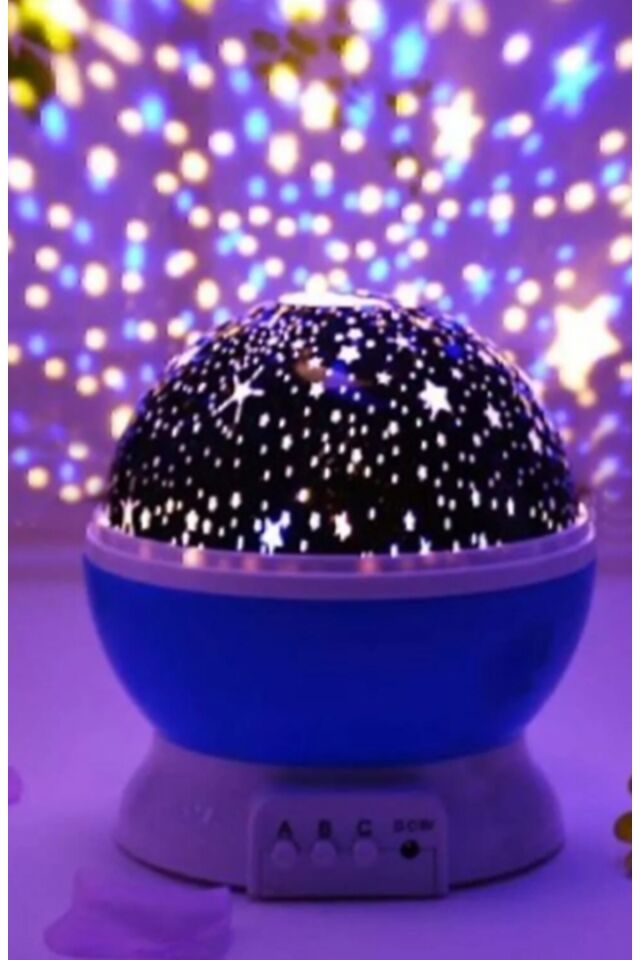 Renkli Yıldızlı Gökyüzü Projeksiyon Gece Lambası - Mavi