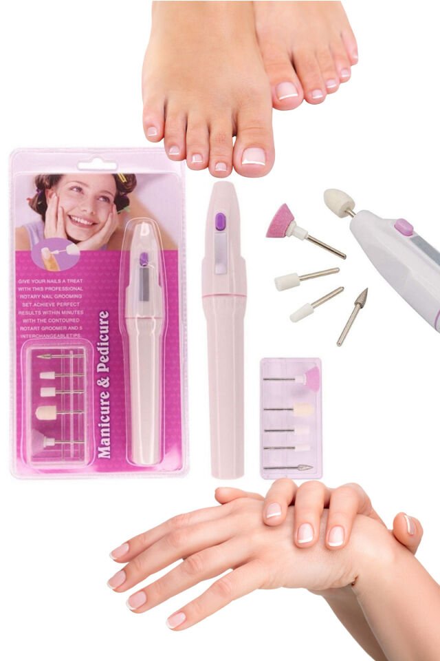 Manikür Pedikür Aleti , Taşınabilir Manikür Makinesi, 5 Başlıklı Pilli Manikür Pedikür Cihazı