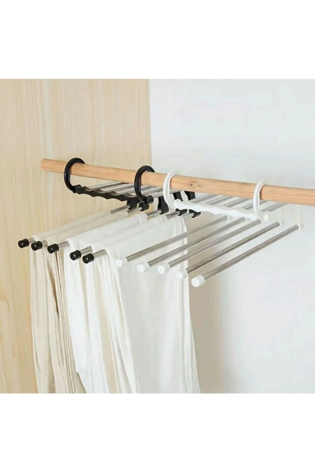 Hareketli Katlanabilir Askı Dolap Içi Kumaş Kot PANTALON  ASKISI 5 In 1 Eşarp Askılığı Çoklu Askılı