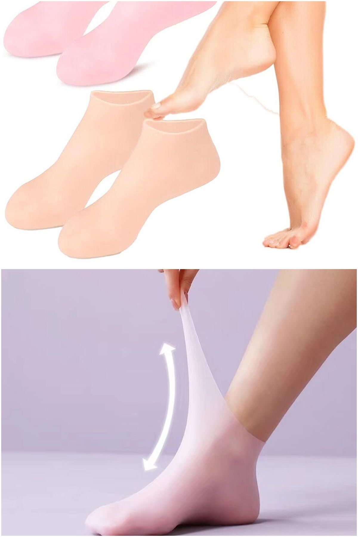 Gece Boyunca Ayaklarınızı Besleyip Nemlendiren Elastik Yapılı Silikon Destekli Bakım Çorapları